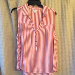 Striped Sleeveless Top - Red and White